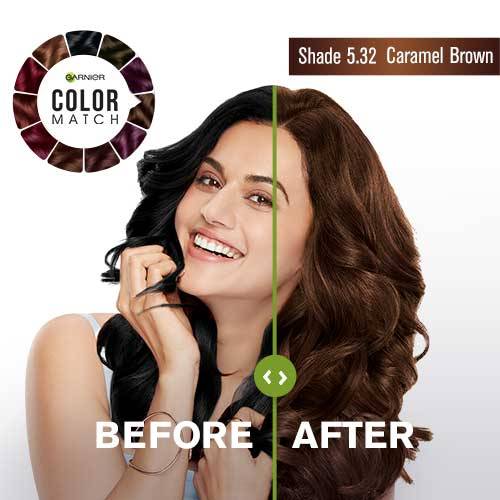 GARNIER COLOR NATURALS HAIR COLOR 5.32 TAPSEE'S CARAMEL BROWN,70ML+60GM