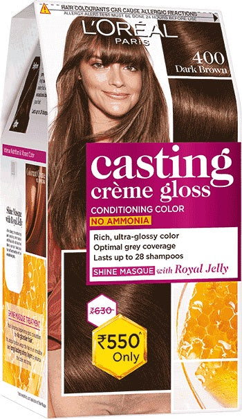 L'OREAL CASTING CRÈME GLOSS HAIR COLOR,400 DARK BROWN,87.5gm +72ml