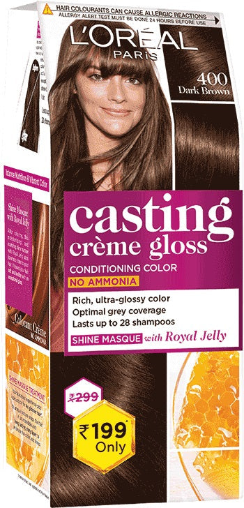L'OREAL CASTING CRÈME GLOSS HAIR COLOR,400 DARK BROWN,21gm+24ml