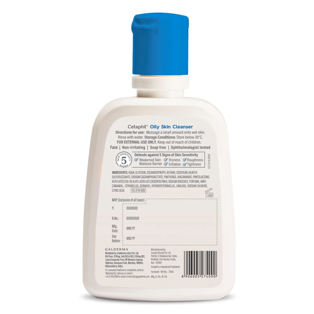 CETAPHIL OILY SKIN CLEANSER,125ML