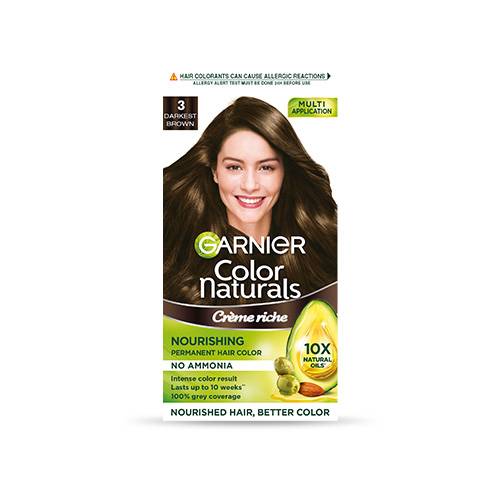 GARNIER COLOR NATURALS CRÈME HAIR COLOR,3 DARK BROWN,70ML+60GM