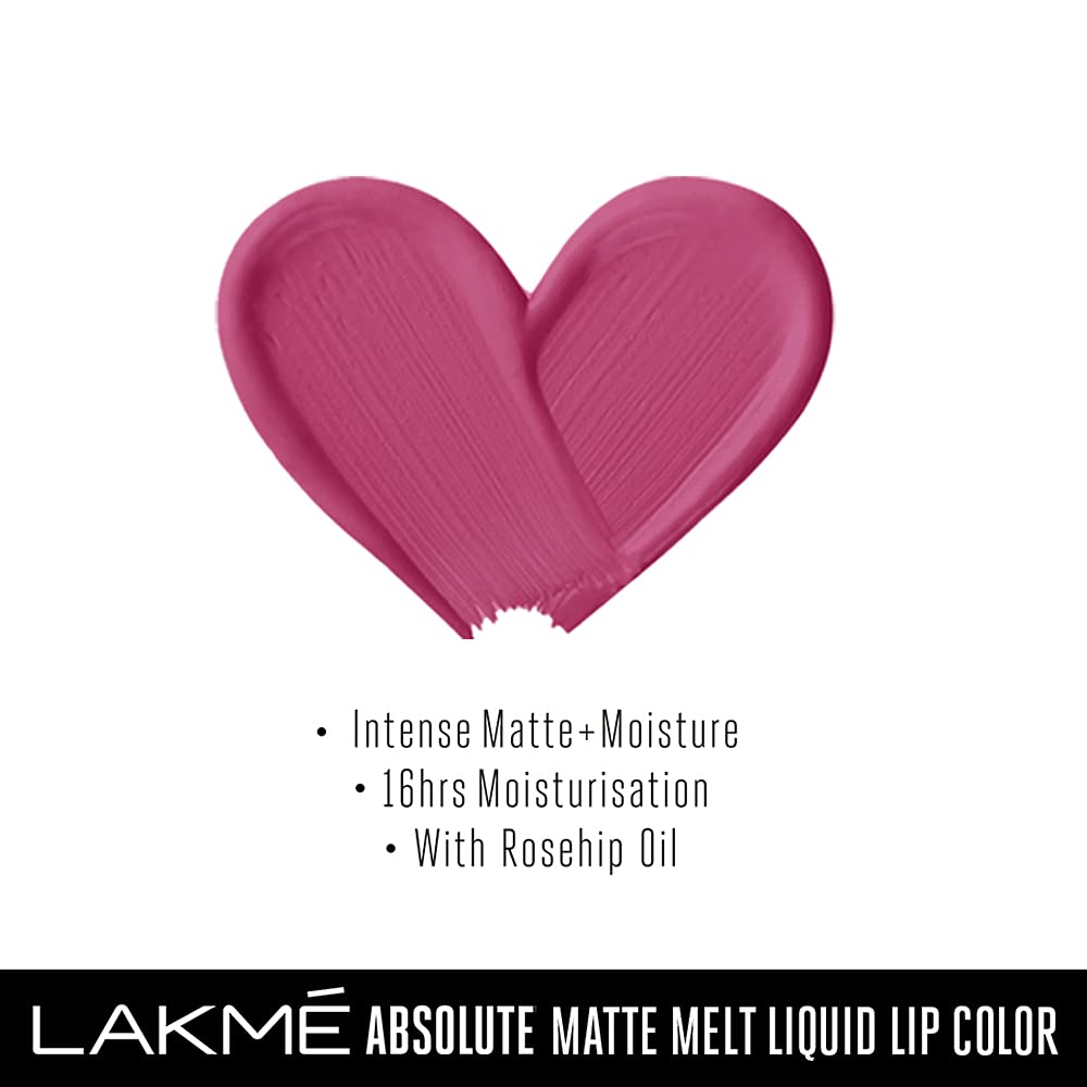 LAKME MATTE MELT LIQUID LIP COLOR,233 FIREY PINK,6ML