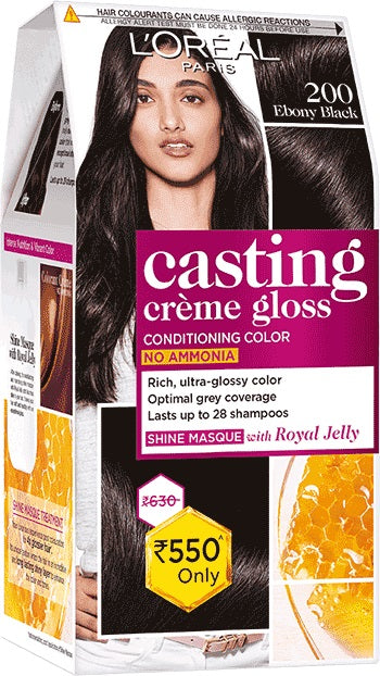 L'OREAL CASTING CREME HAIR COLOR,200 EBONY BLACK,87.5gm+72ml