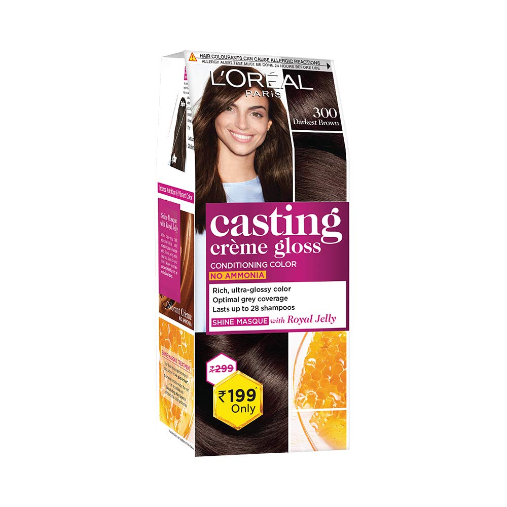 L'OREAL CASTING CREME HAIR COLOR,300 DARKEST BROWN,21gm+24ml