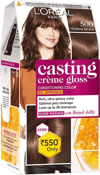L'OREAL CASTING CREME HAIR COLOR,500 MEDIUM BROWN,87.5gm+72ml