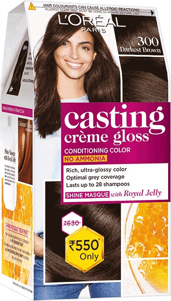 L'OREAL CASTING CRÈME GLOSS HAIR COLOR,300 DARKEST BROWN,87.5gm +72ml