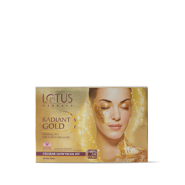 LOTUS RADIANT GOLD FACIAL KIT FOR INSTANT GLOW,4 EASY STEPS 37GM,(4 USE)