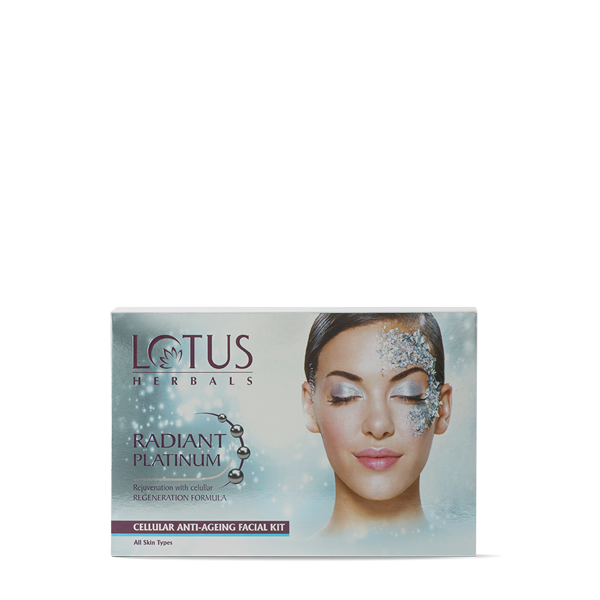LOTUS HERBALS RADIANT DIAMOND,CELLULAR RADIANCE FACIAL KIT,4 EASY STEP,37GM(4 USE)