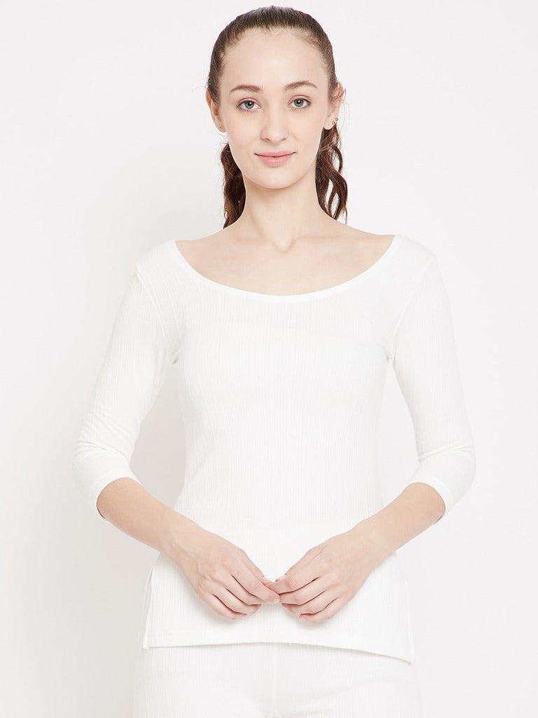 NEVA ESANCIA ROUND NECK 3/4th SLEEVES THERMAL UPPER FOR WOMEN MS11 OFF WHITE 90CM