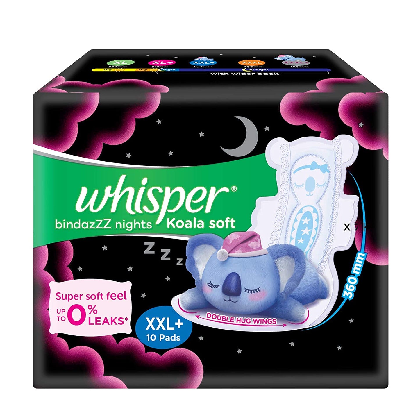 WHISPER BINDAZ NIGHTS XXXL 10PADS