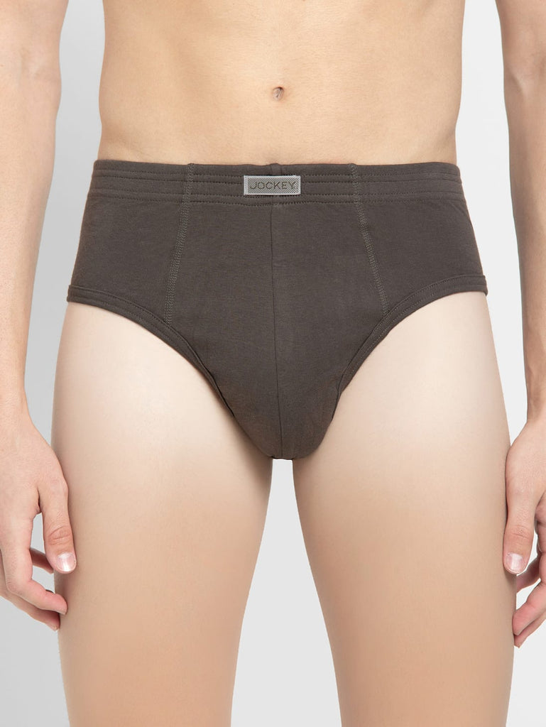 Jockey Men's Super Combed Cotton Rib Solid Brief Deep Olive