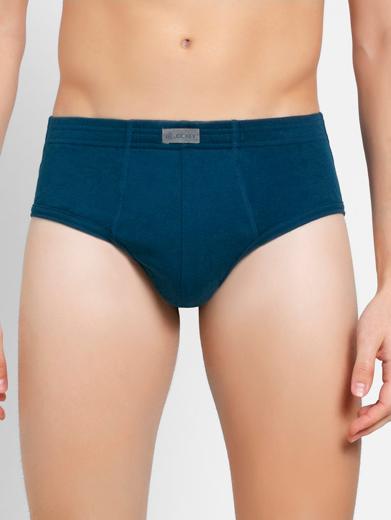 Jockey Men's Super Combed Cotton Rib Solid Brief Poseidon