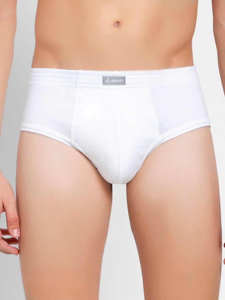 Jockey Men's Super Combed Cotton Rib Solid Brief White